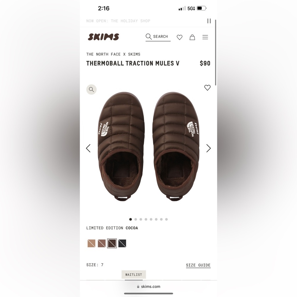 New with tags The North Face x Skims THERMOBALL TRACTION MULES V